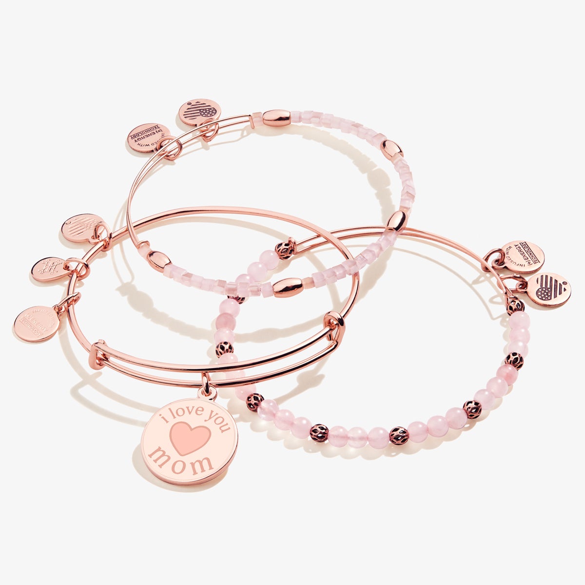'I Love You Mom' Charm Bangles, Set of 3