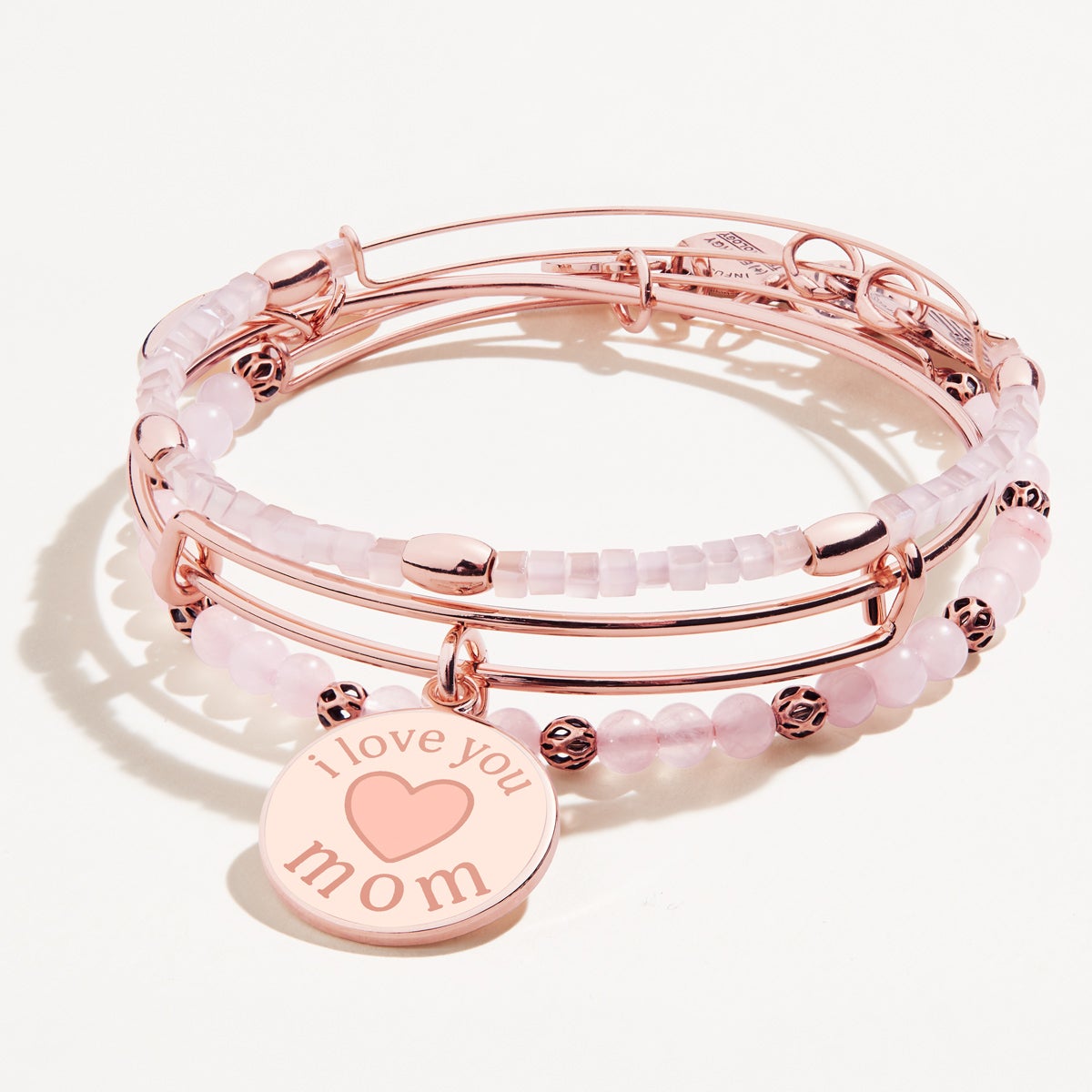 'I Love You Mom' Charm Bangles, Set of 3