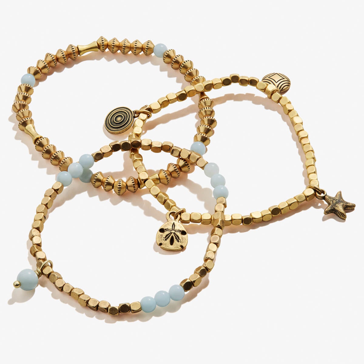 Sand Dollar + Ocean Multi-Charm Stretch Bracelets, Set of 3