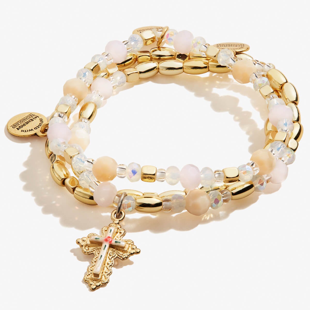 Floral Cross Stretch Bracelets, Set of 3