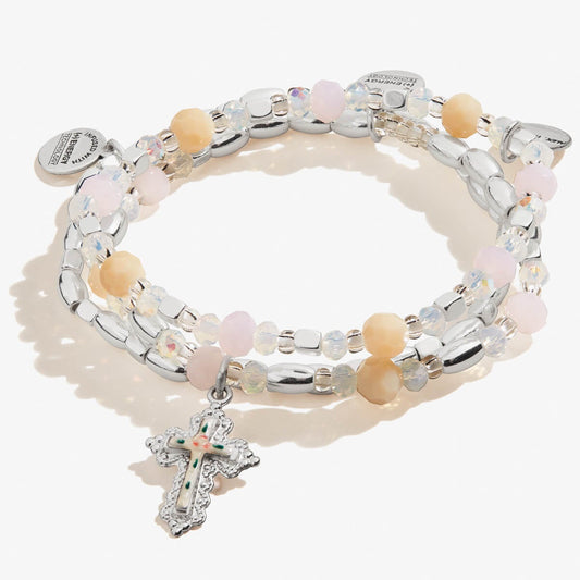 Floral Cross Stretch Bracelets, Set of 3