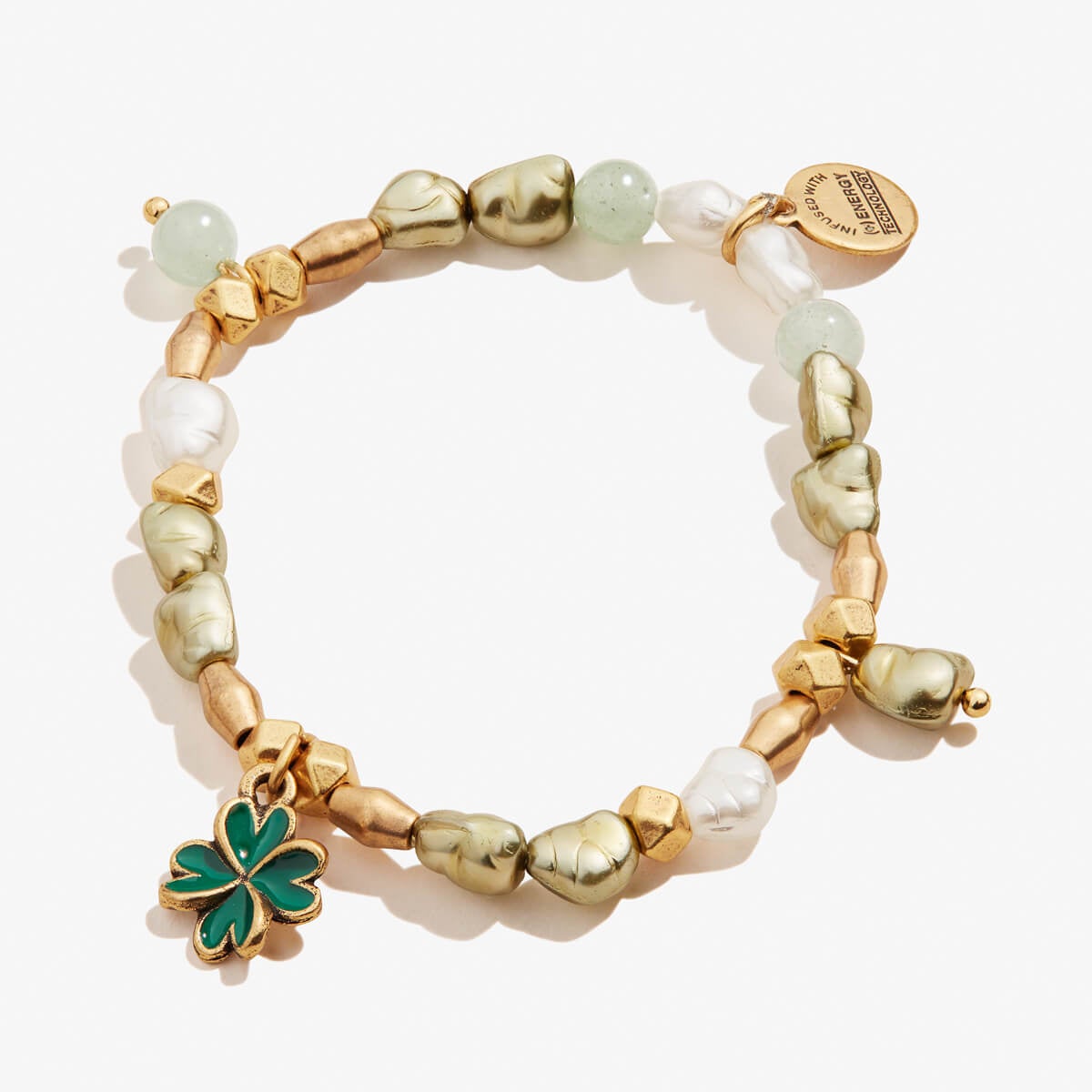 Four Leaf Clover Beaded Stretch Charm Bracelet
