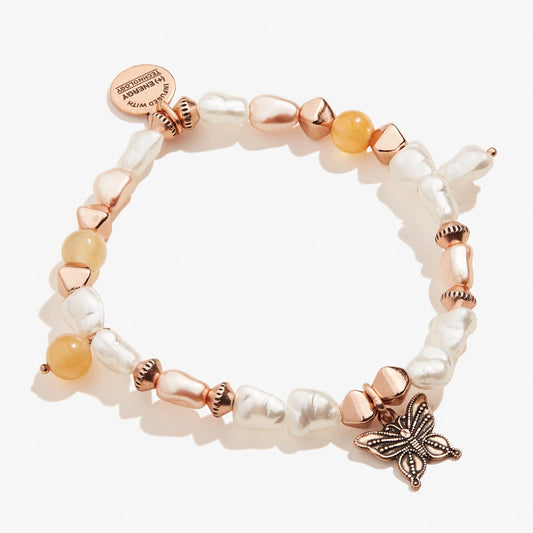 Butterfly Charm Beaded Stretch Bracelet