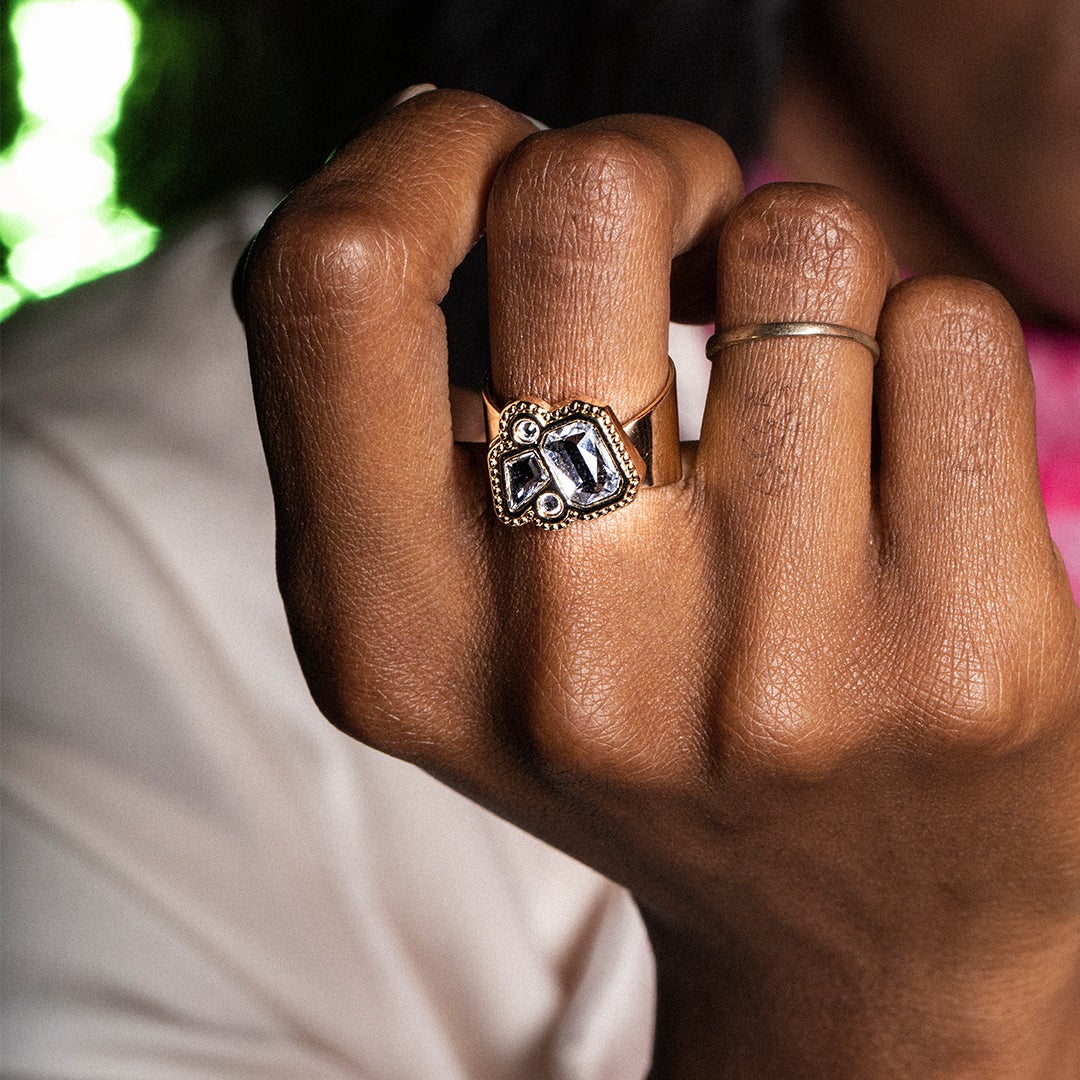 Clear Crystal Cocktail Ring
