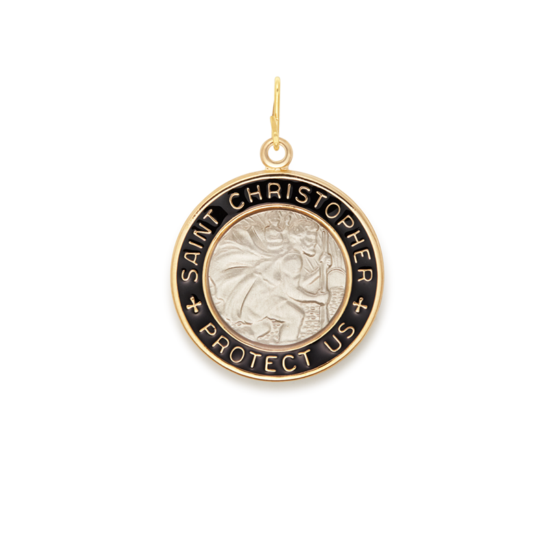 Saint Christopher Charm, Black, Large