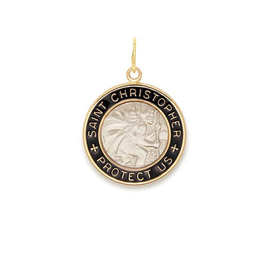Saint Christopher Charm, Black, Large