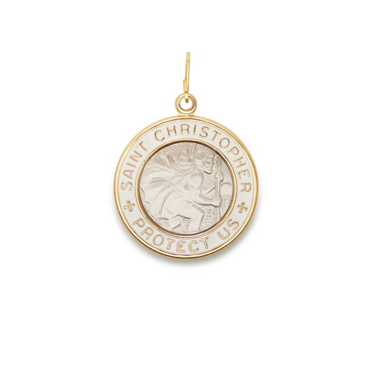 Saint Christopher Charm, White, Large