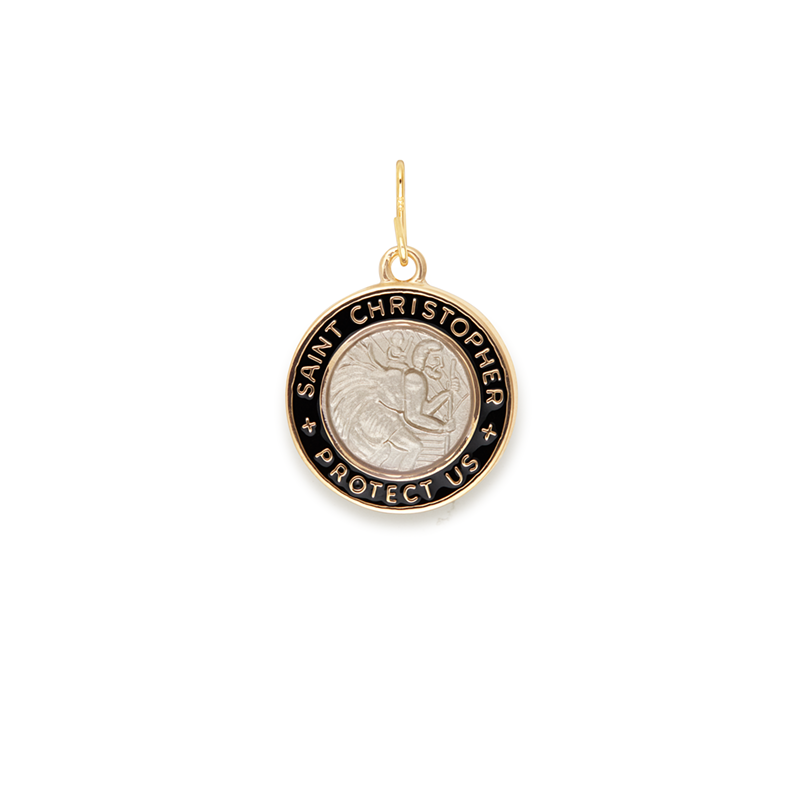 Saint Christopher Charm, Black, Medium