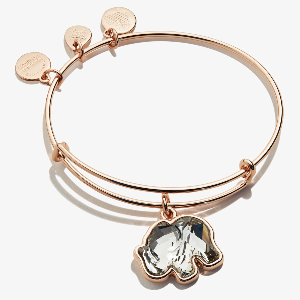 Crystal Elephant Charm Bangle