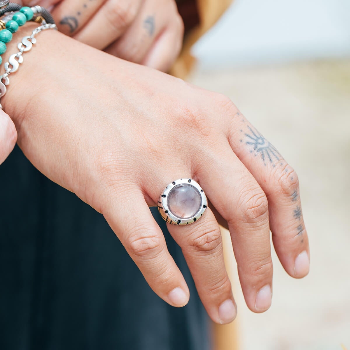 Fluorite Gemstone Signet Ring