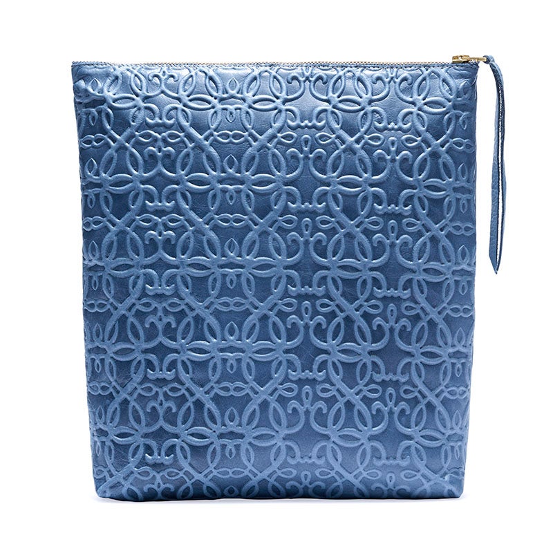 Gabriel Leather Fold Over Clutch, Tidal Blue