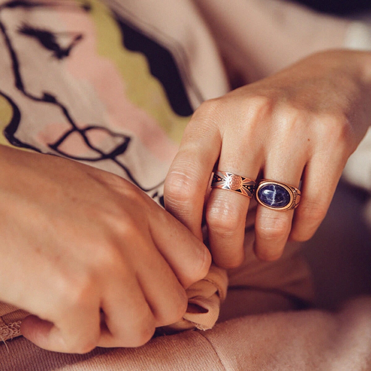 Sodalite Gemstone Signet Ring