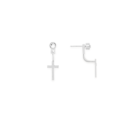 Cross + Crystal Drop Earrings