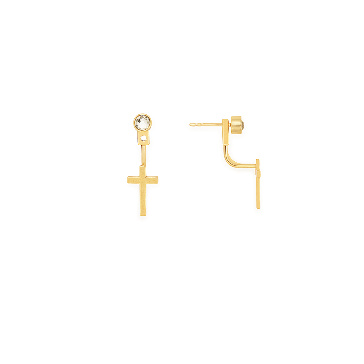 Cross + Crystal Drop Earrings
