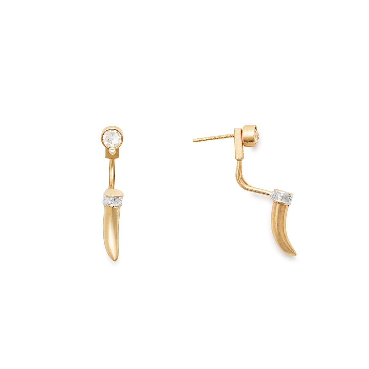 Horn + Crystal Drop Earrings