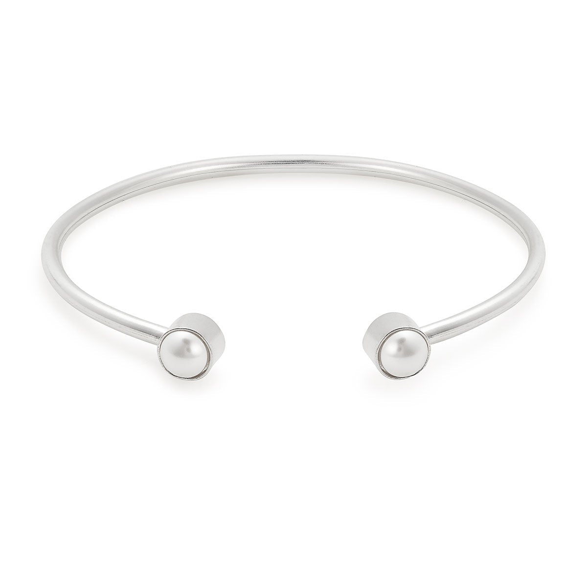 Crystal Pearls Thin Cuff Bracelet