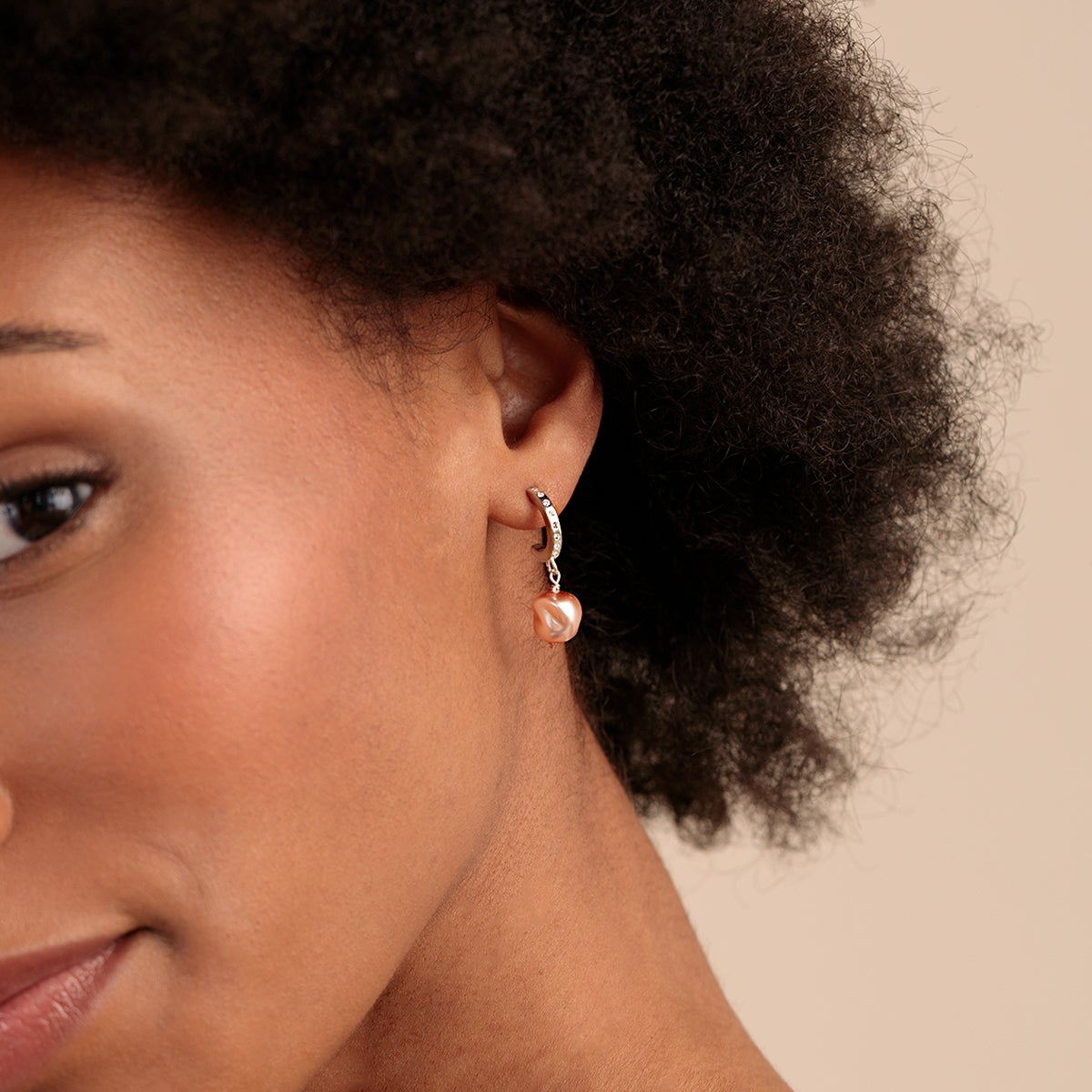 Pavé Pearl Huggie Hoop Earrings