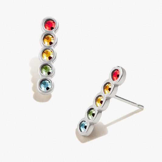 Pavé Rainbow Bar Stud Earrings