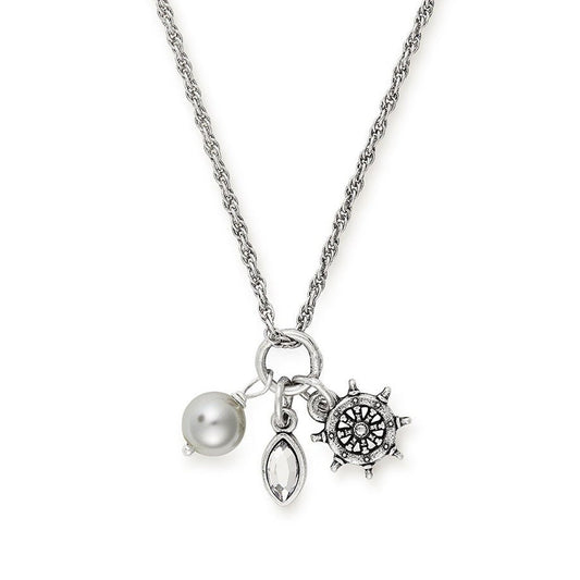 Ship Wheel Trio Charm Necklace